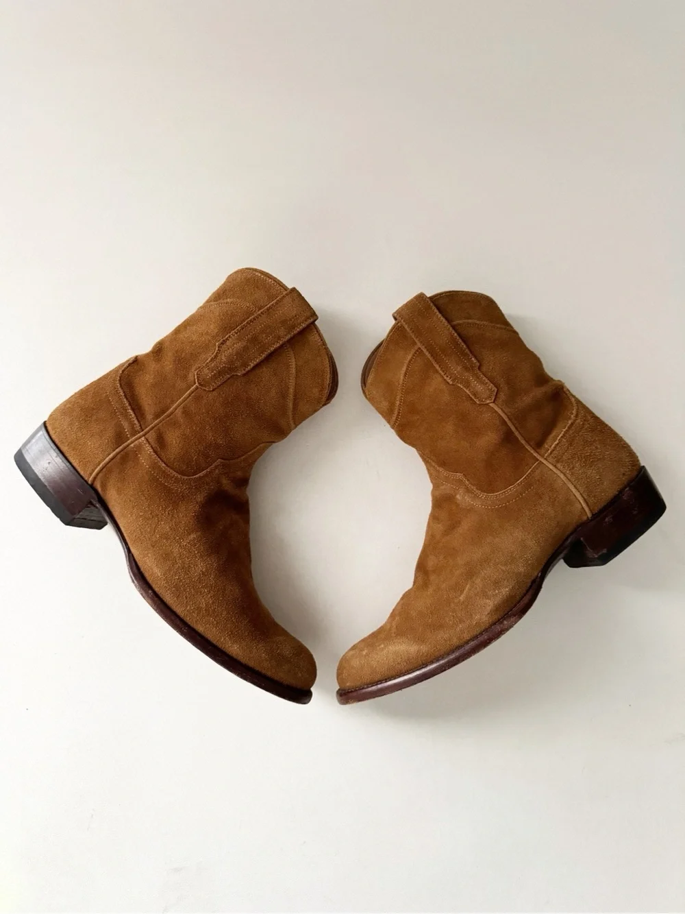 Tecovas Mens Suede Ankle Cowboy Boot Roper 10.5 EE Wide Western Classic Camel